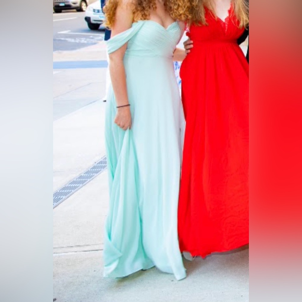 Elegant Off-Shoulder Mint Dress